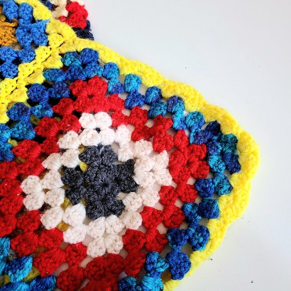 Granny square multicolored crochet throw blanket Afghan. - Picture 5 of 7